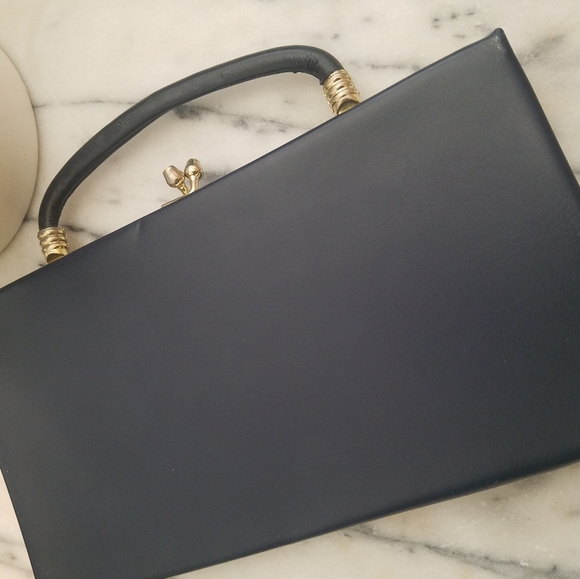 Vintage HL USA Harry Levine | Small Navy Blue Clutch Purse - Picture 4 of 10